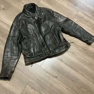 Heavy Genuine Leather Motorcycle Jacket Size Medium